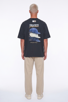 Erkek Shaded Baskılı Oversize T-Shirt Füme