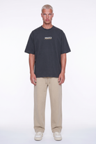 Erkek Shaded Baskılı Oversize T-Shirt Füme