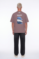 Erkek Shaded Baskılı Oversize T-Shirt Kahve