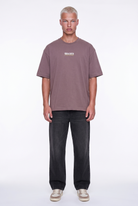 Erkek Shaded Baskılı Oversize T-Shirt Kahve