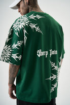 Erkek Sharp Pain Baskılı Oversize T-Shirt Nefti