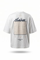 Erkek Sonar Nakış Detaylı Oversize T-Shirt Ekru