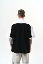 Erkek Studio Nakışlı Yarım Fermuarlı Oversize T-Shirt Siyah