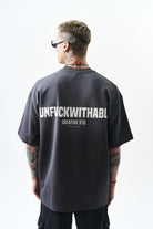 Erkek Unfuckwithable Baskılı Oversize T-Shirt Füme