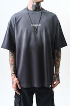 Erkek Unfuckwithable Baskılı Oversize T-Shirt Füme