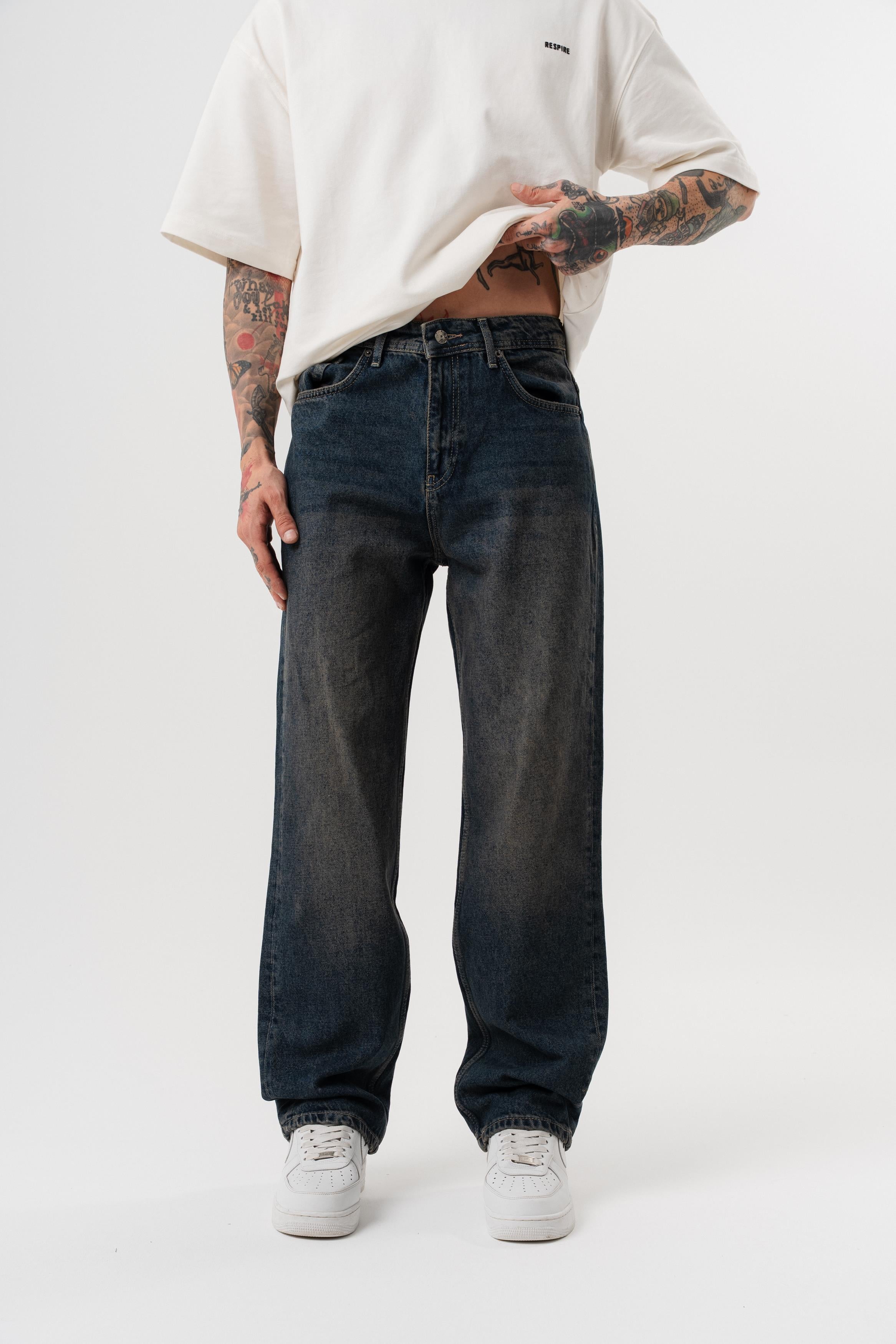 Erkek Washed Baggy Pantolon Tint Mavi
