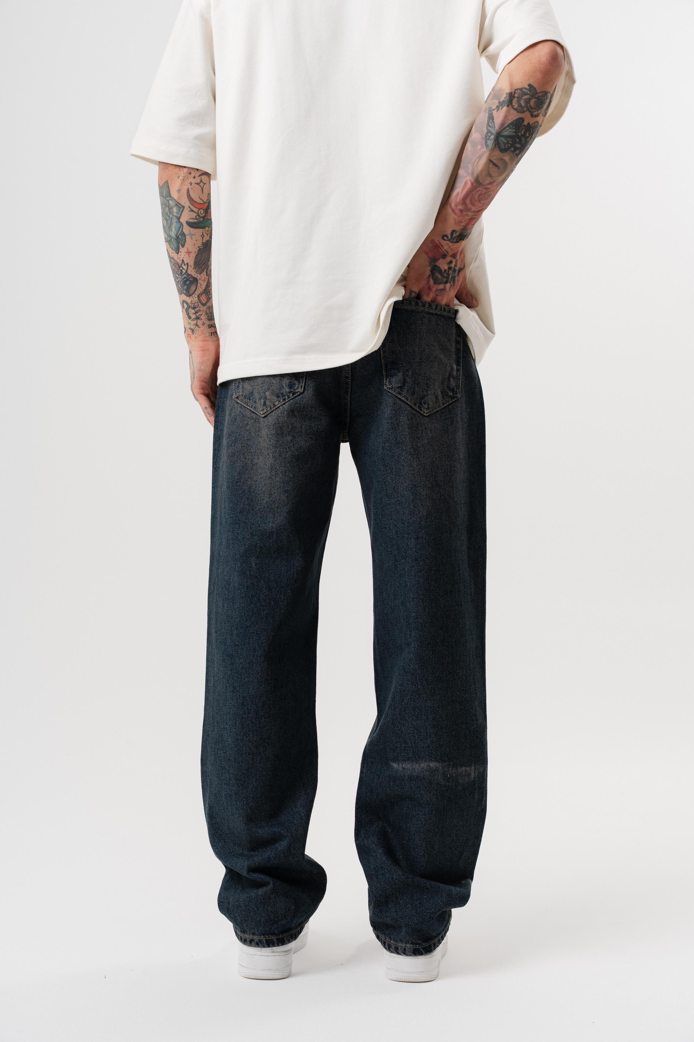 Erkek Washed Baggy Pantolon Tint Mavi