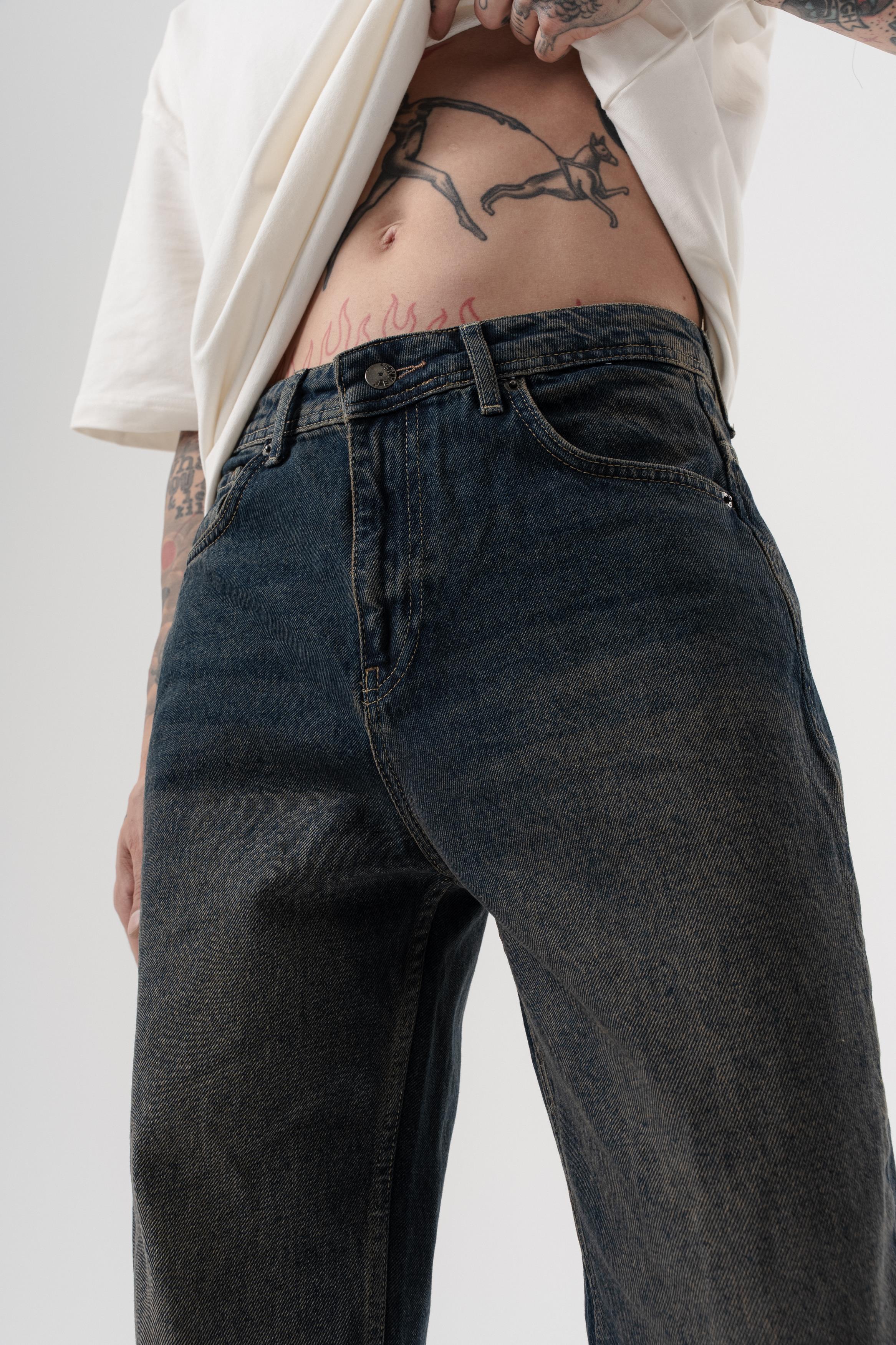 Erkek Washed Baggy Pantolon Tint Mavi