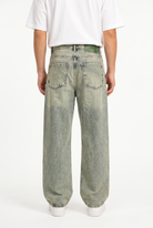 Erkek Washed Basic Baggy Jean Yeşil