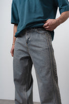 Respire-Erkek Yan Şerit Detaylı Baggy Jean Mavi-Kot Pantolon-6-Milagron.com
