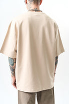 Erkek Respire Yazı Detaylı Oversize T-Shirt Bej