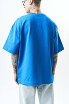 Erkek Respire Yazı Detaylı Oversize T-Shirt Mavi