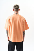Erkek Respire Yazı Detaylı Oversize T-Shirt Şeftali