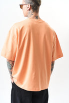 Erkek Respire Yazı Detaylı Oversize T-Shirt Şeftali