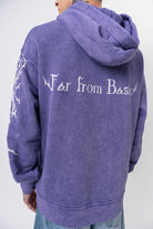 Erkek Far From Basic Baskılı Yıkamalı Kapüşonlu Oversize Hoodie Mor - 4