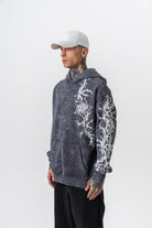 Erkek Far From Basic Baskılı Yıkamalı Kapüşonlu Oversize Hoodie Siyah - 2