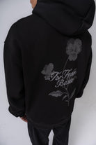 Erkek Far From Basic Nakışlı Kapüşonlu Oversize Hoodie Siyah