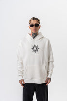 Erkek Itsbyzey Nakışlı Kapüşonlu Oversize Hoodie Ekru - 0