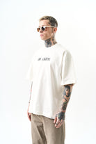 Erkek Los Angeles Baskılı Oversize T-Shirt Ekru