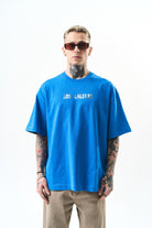 Erkek Los Angeles Baskılı Oversize T-Shirt Mavi
