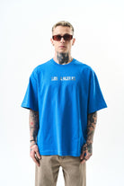 Erkek Los Angeles Baskılı Oversize T-Shirt Mavi