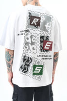 Erkek Low Vision Nakışlı Oversize T-Shirt Beyaz