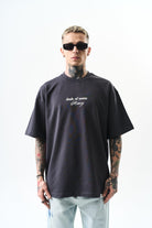 Erkek Memory Baskılı Oversize T-Shirt Füme