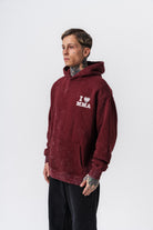 Erkek Mma Baskılı Kapüşonlu Oversize Hoodie Bordo