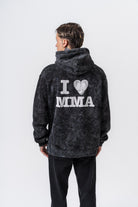 Erkek Mma Baskılı Kapüşonlu Oversize Hoodie Siyah