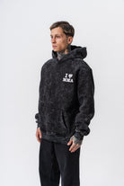 Erkek Mma Baskılı Kapüşonlu Oversize Hoodie Siyah