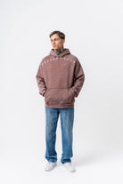 Erkek Muse Baskılı Yıkamalı Kapüşonlu Oversize Hoodie Kakao