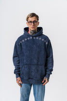 Erkek Muse Baskılı Yıkamalı Kapüşonlu Oversize Hoodie Lacivert