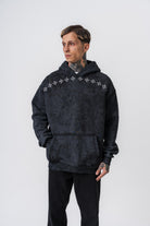 Erkek Muse Baskılı Yıkamalı Kapüşonlu Oversize Hoodie Siyah