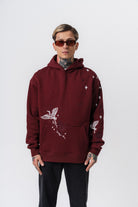 Erkek No Perch Nakışlı Kapüşonlu Oversize Hoodie Bordo