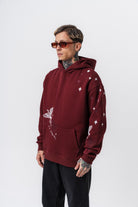Erkek No Perch Nakışlı Kapüşonlu Oversize Hoodie Bordo