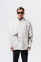 Erkek No Perch Nakışlı Kapüşonlu Oversize Hoodie Ekru