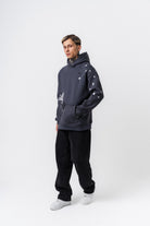 Erkek No Perch Nakışlı Kapüşonlu Oversize Hoodie Füme
