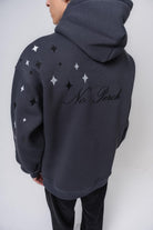 Erkek No Perch Nakışlı Kapüşonlu Oversize Hoodie Füme