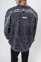 Erkek Origin Baskılı Yıkamalı Bisiklet Yaka Oversize Sweatshirt Siyah
