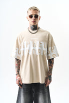 Erkek Orpheus Baskılı Oversize T-Shirt Bej