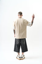 Erkek Orpheus Baskılı Oversize T-Shirt Bej