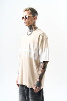Erkek Orpheus Baskılı Oversize T-Shirt Bej