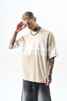 Erkek Orpheus Baskılı Oversize T-Shirt Bej