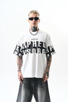 Erkek Orpheus Baskılı Oversize T-Shirt Beyaz