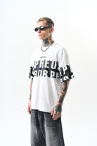 Erkek Orpheus Baskılı Oversize T-Shirt Beyaz