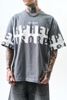 Erkek Orpheus Baskılı Oversize T-Shirt Füme