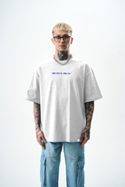 Erkek Palm Baskılı Oversize T-Shirt Beyaz