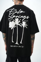 Erkek Palm Baskılı Oversize T-Shirt Siyah