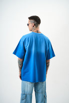 Erkek Res Studio Yazılı Oversize T-Shirt Mavi