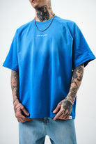 Erkek Res Studio Yazılı Oversize T-Shirt Mavi